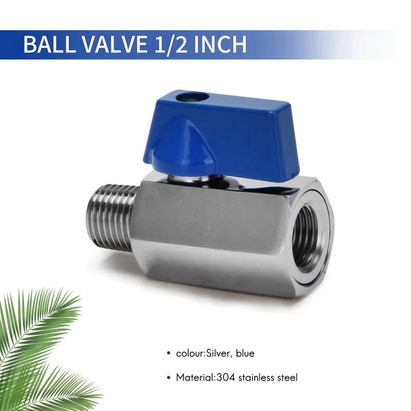 Ball Valve 1/2 inch 304 Stainless Steel Mini Ball Valve Female and Male NPT Great for Shower Head Flow Control Valve-A69M view 3