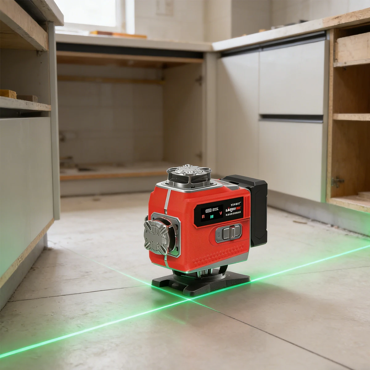 

Durable Red Laser Level 16 Lines Self Leveling Strobe Flash Aluminum Base Touch Screen 3000/5000mAh for Floor Installation
