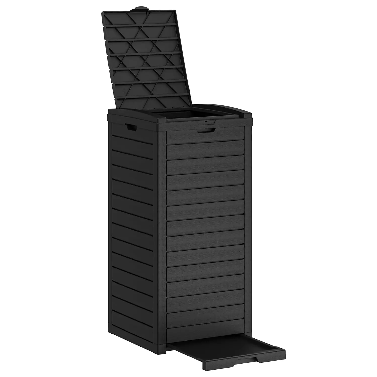 Waterproof Outdoor Trash Can with Lid, Plastic Outdoor Garbage Can with Drip Tray, Large Trash Can Outside for Patio, Garage