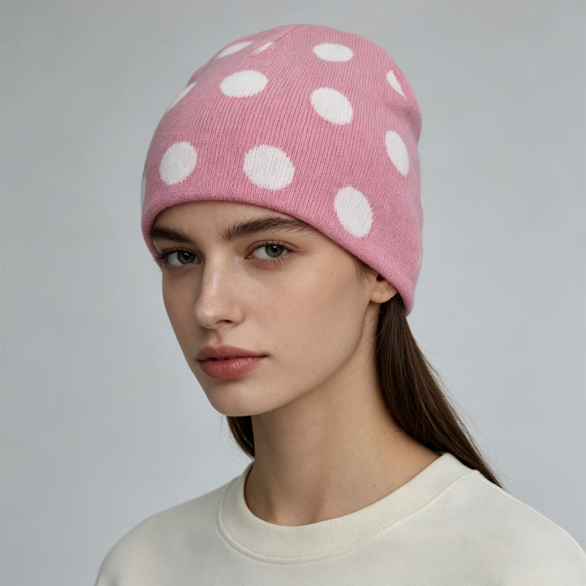 Retro Personal Jacquard Round Wave Dots Knitted Hats New Men Women Warm Color Block Versatile Niche Fashion Casual Ins Beanies 4