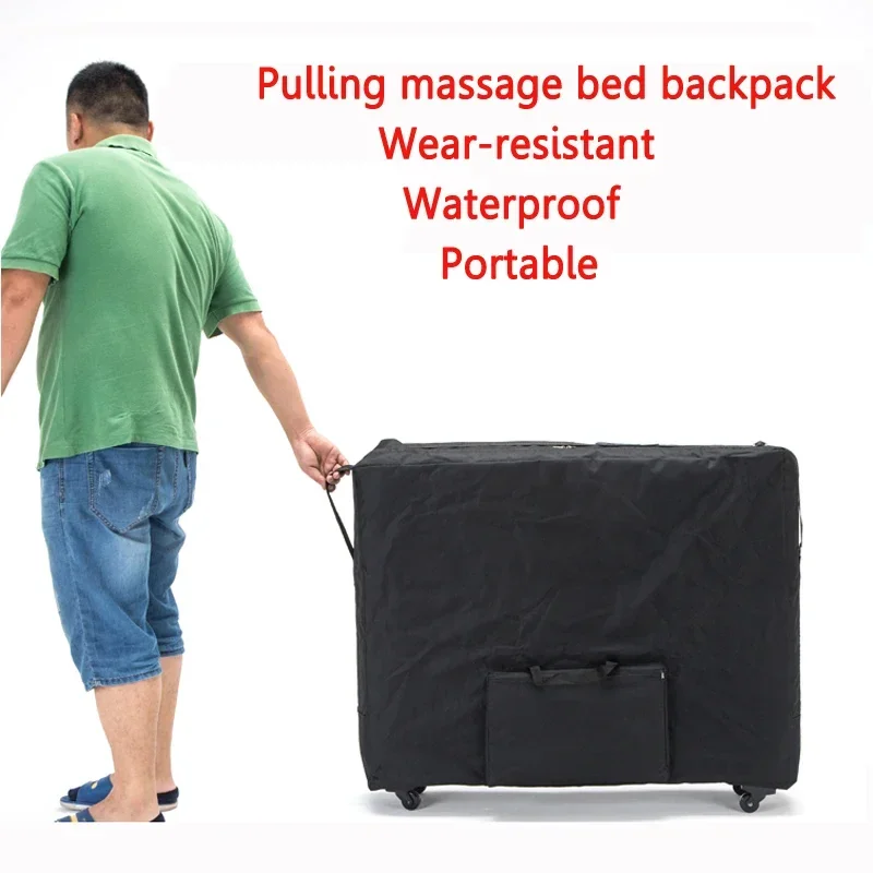 Wear-resistant Oxford Cloth Wheeled Storage Bag for Massage Bed, Waterproof Portable Backpack with Folding Legs, Travel Case