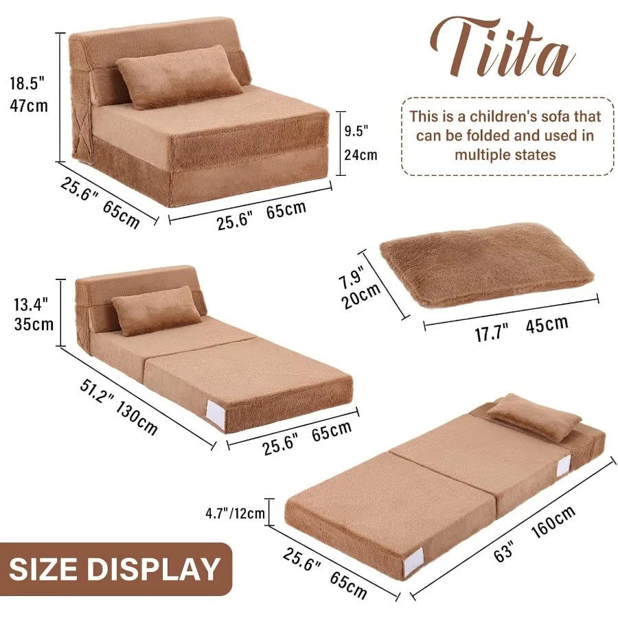 Divano letto pieghevole con materasso QuadFold e cuscino Divano in morbido peluche con borsa portaoggetti portatile Lettino convertibile per Playr