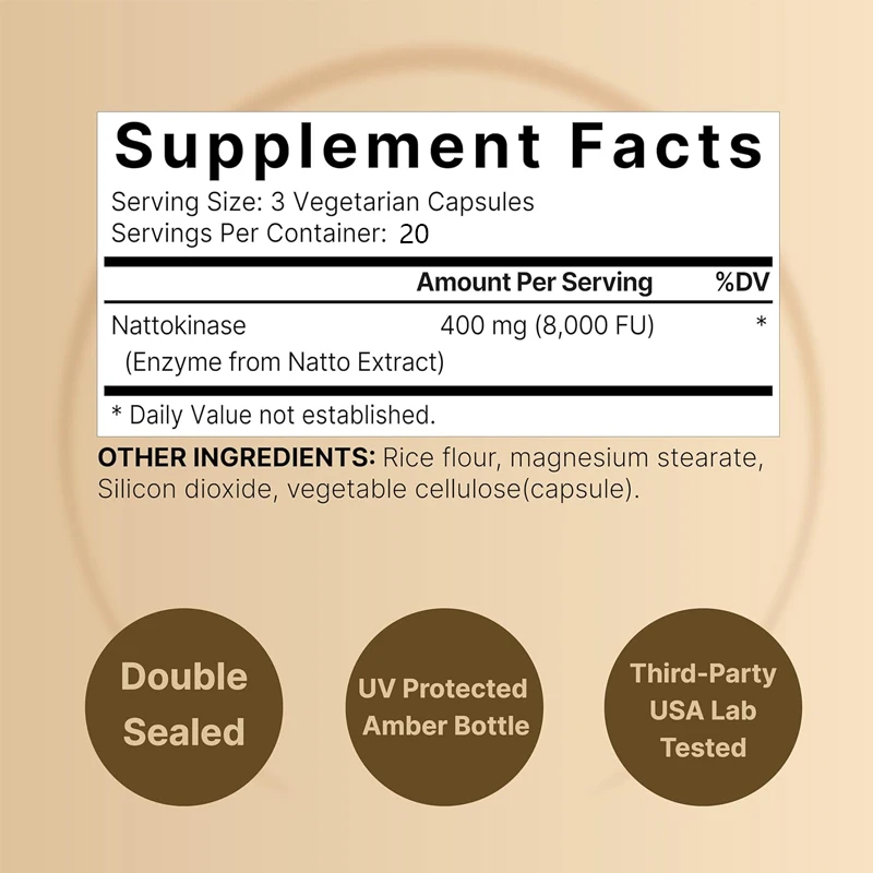 Nattokinase Supplement 8000 FU per serving | Maximum Strength Enzyme and Heart Health Support - Non GMO