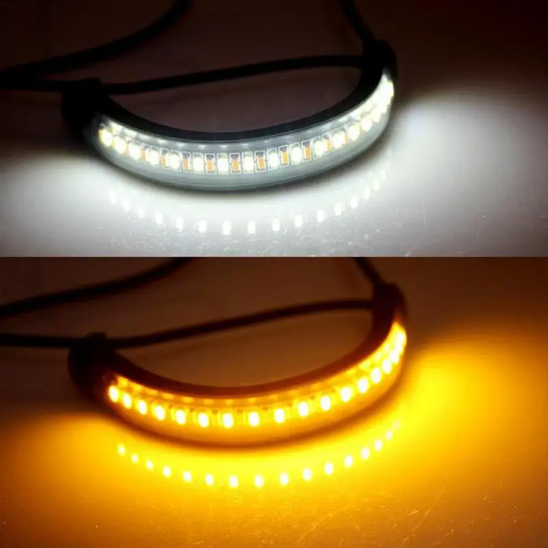 Motorcycle LED Brake Light Strip Flexible Dual-Color Running Light Motorcycle LED Fork Turn Signal Blinkers Running Light