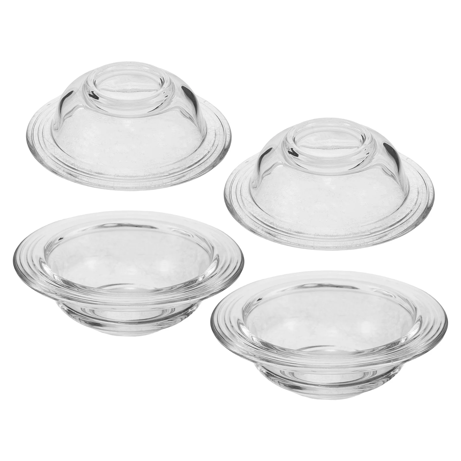 

4Pcs Glass Wax Burner Replacement Dish 4 Inch - Transparent Aromatherapy Oil Warmer Plate for Fragrance Melting - Universal Wax