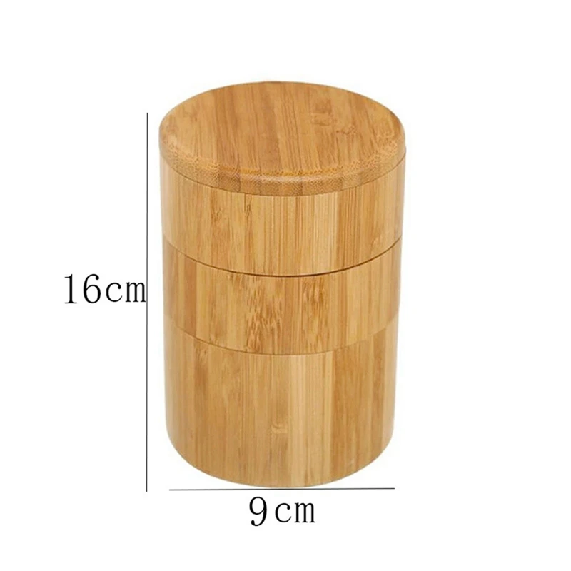 3 Tiers Bamboo Salt Box,Bamboo Spice Box with Magnetic Swivel Lid for Salt,Spices,Seasoning,Pepper Holder Box with Cover