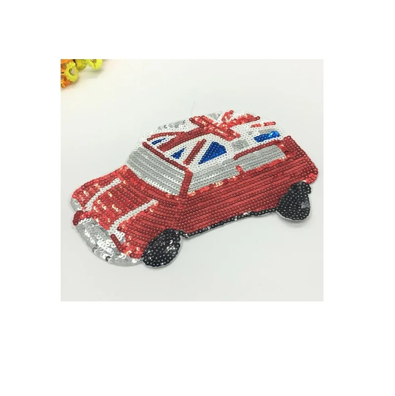 Cartoon Car Children's Sequin Cloth Stickers Clothes Patch Stickers Jeans Decoration Sequins Appliques DIY Clothing Decoration