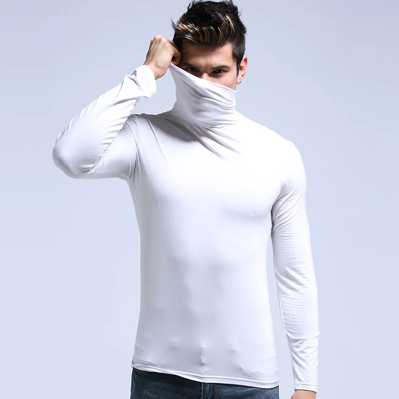 

5pcs Men's warm underwear high collar long collar thin Modell autumn and winter long sleeve undershirt single slim jacket