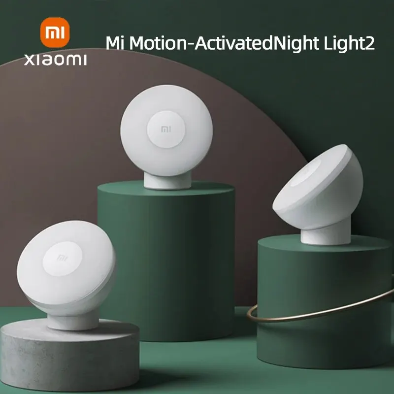 Xiaomi mijia led indução luz noturna 2 lâmpada brilho ajustável infravermelho inteligente sensor de corpo humano com base magnética