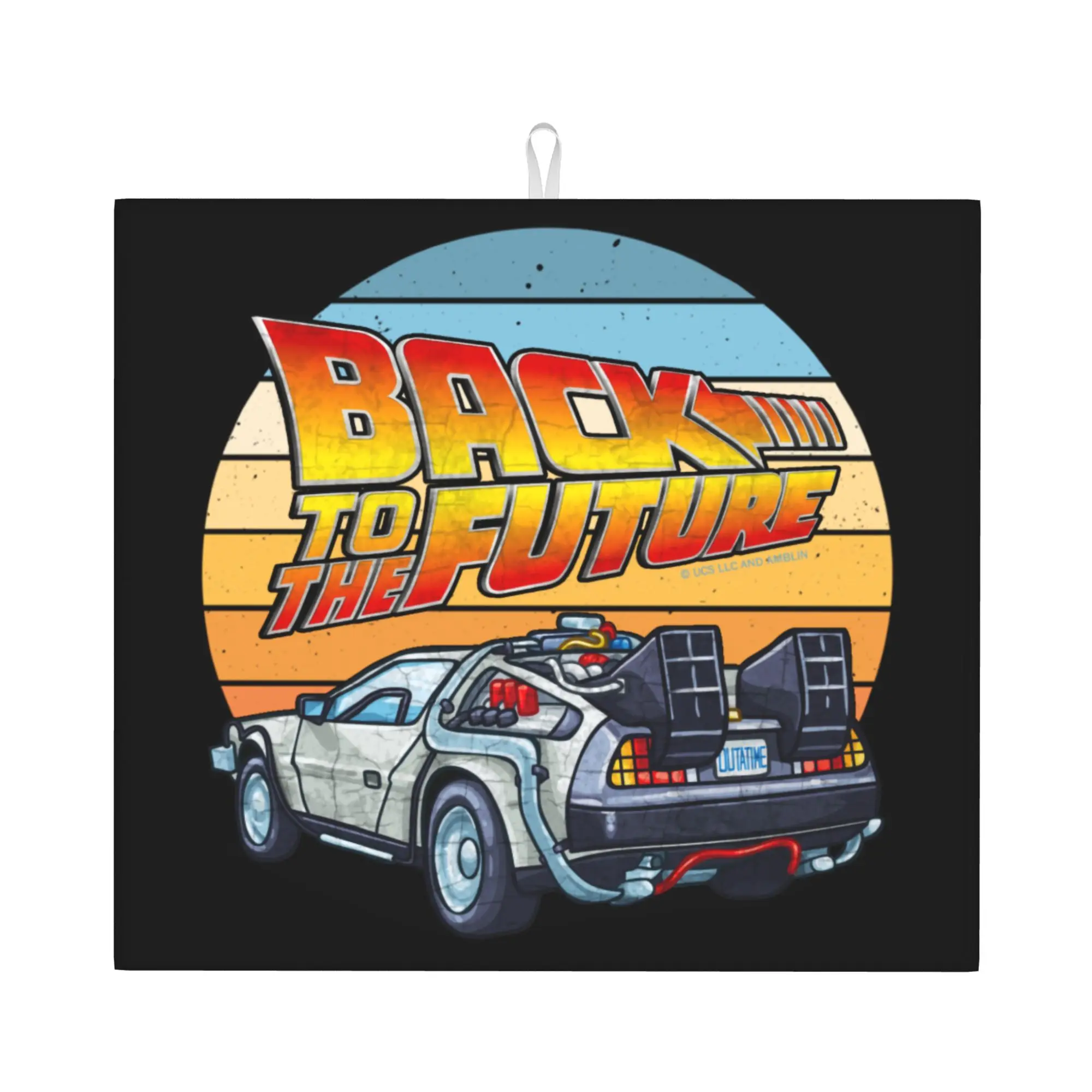 Drying Mat For Kitchen Back To The Future Delorean Car Water Absorbent Waterproof Reusable On Slip Kitchen Counter Protector Mat