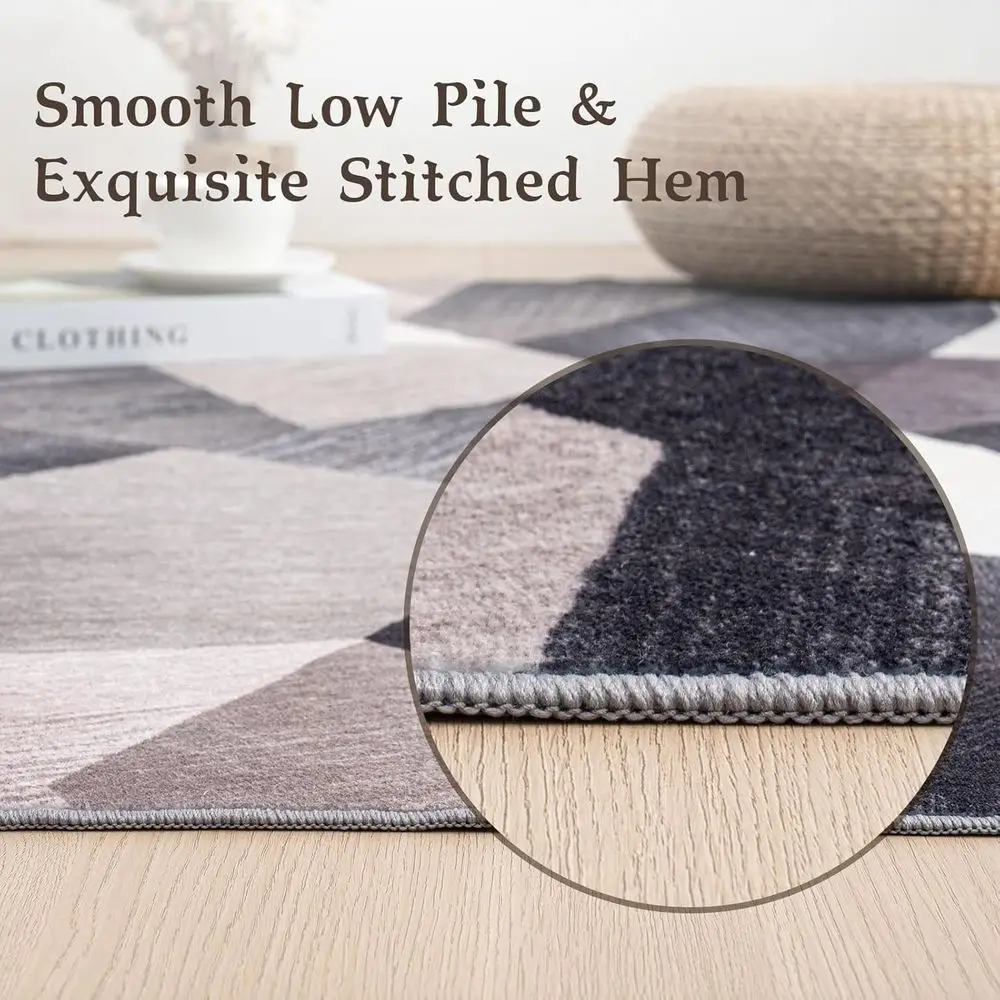 Machine Washable 5x7 Green Geometric Area Rug - Soft, Non-Slip, Non-Shed for Living & Bedroom