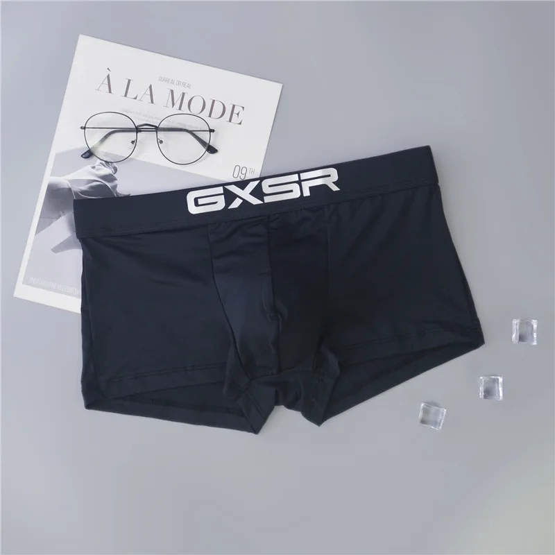 New GXSR Fashion Brand Men's Flat Corner Pants Comfortable and Breathable Milk Silk Low Waist Youth Flat Corner Pants