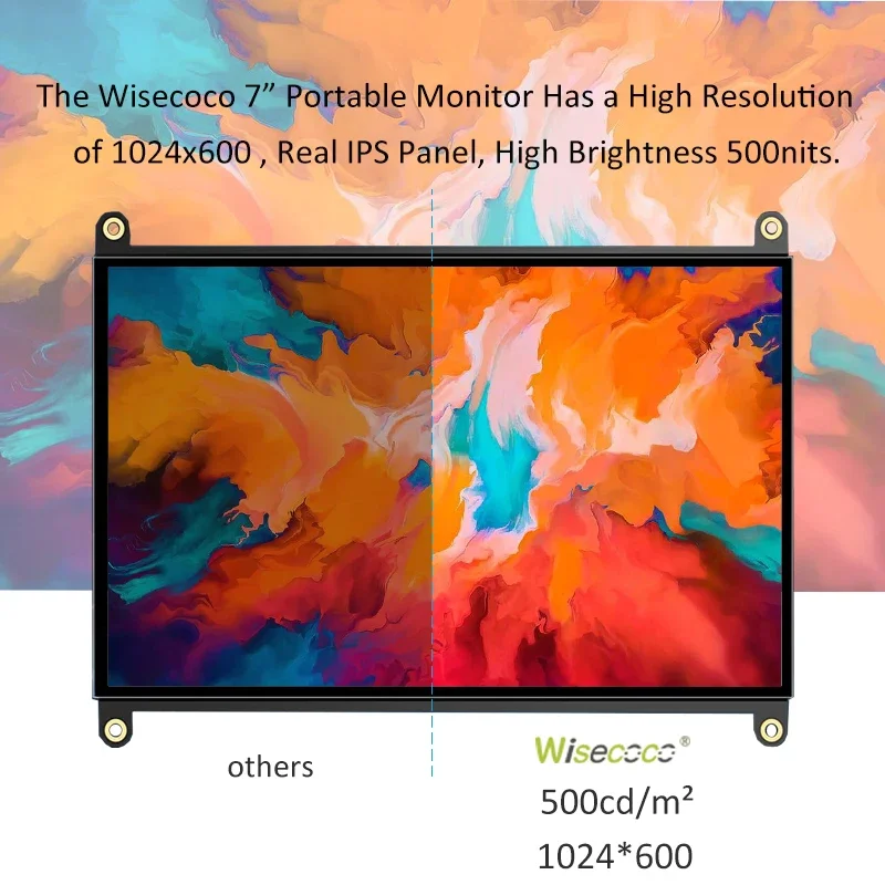 Wisecoco Monitor mini Portabel 7 inci, 1024x600 Raspberry Pi layar sentuh IPS untuk Raspberry Pi 5 4 3 3B 3B + Windows AIDA64