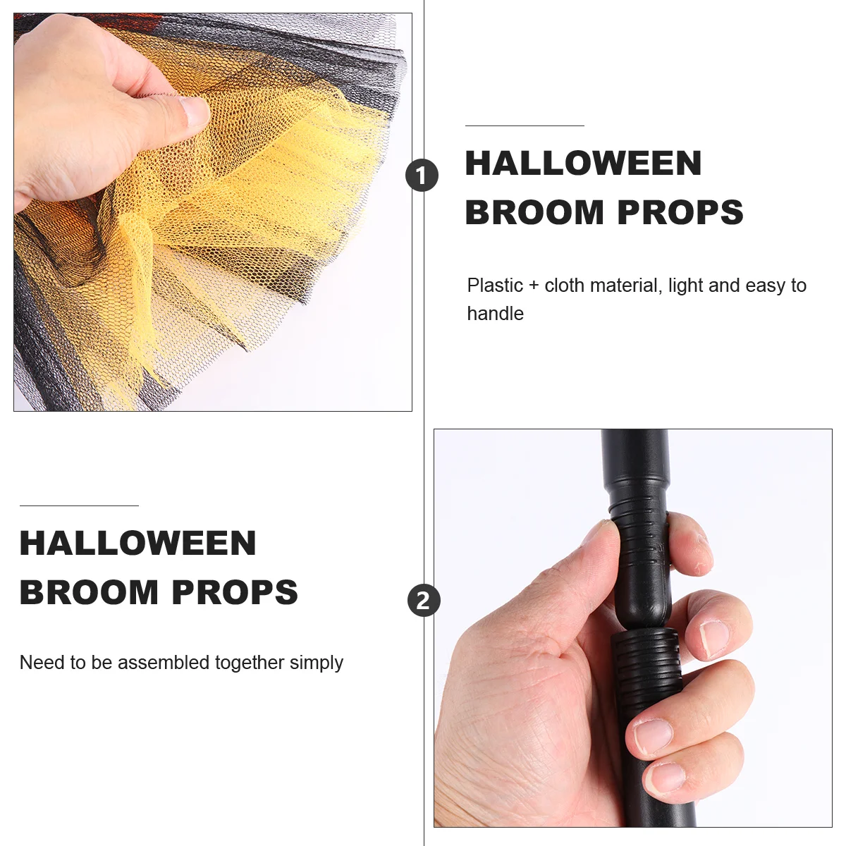 

1pc Prop Halloween Witch Besom Party Decoration Broom Ornament Halloween Show Broom Decorations Festival Event Use