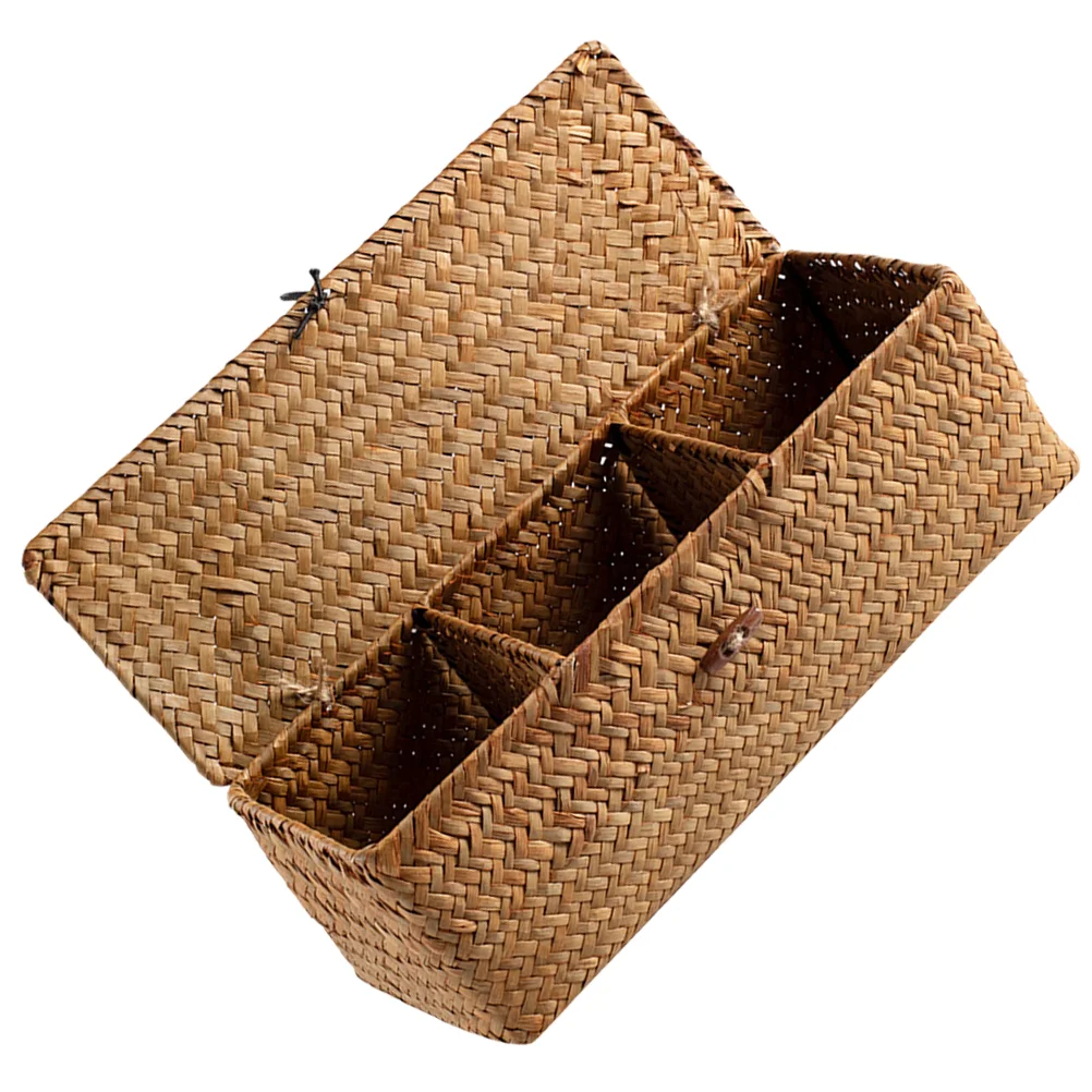 Straw Storage Box Decorative Woven Basket Baskets Condiment Rural for Seaweed Coffee Station Organizer Countertop Bar