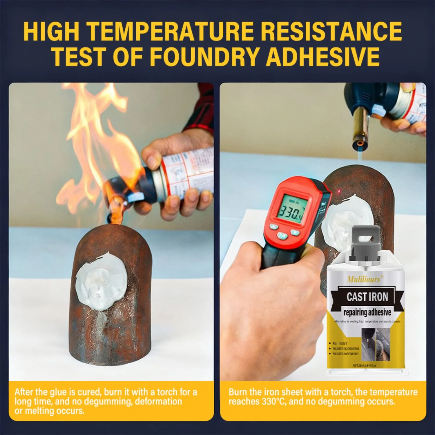 

Cast Iron Repair Adhesive High-Strength Metal Repair Bonder Heat-Resistant ABAdhesive Suitable for Plastic Casting and Cast Iron