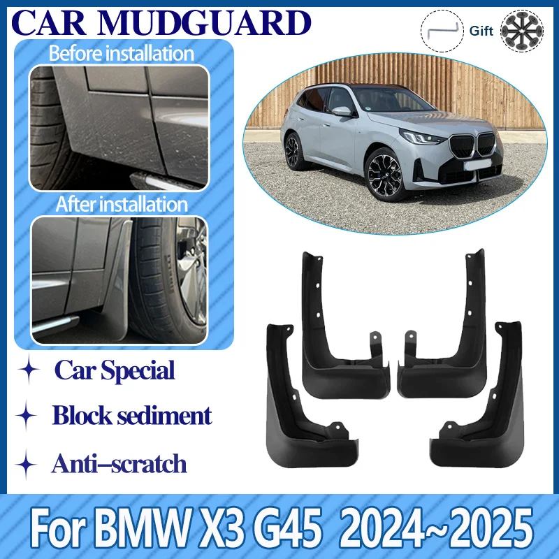 

For BMW X3 G45 Accessories 2024 2025 Flares Splash Guards Anti Sludge Fender Guards Cover Mudflaps Kit Exterior Car Accessories