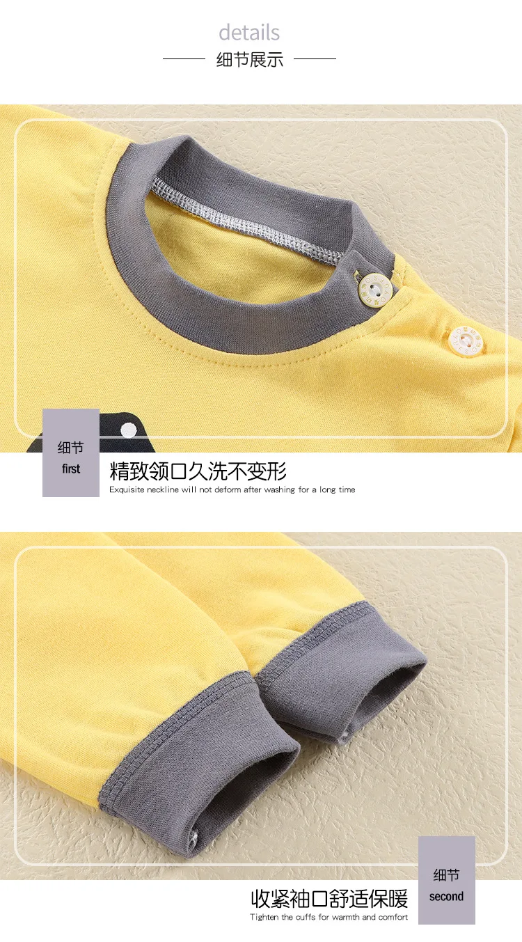 Neues Kinder-Baumwoll-Homewear-Set für Frühling und Herbst, Mädchen und Jungen, dehnbar, weich, bedruckt, Pyjama, atmungsaktiv, bequem, lange Ärmel – Detail 12