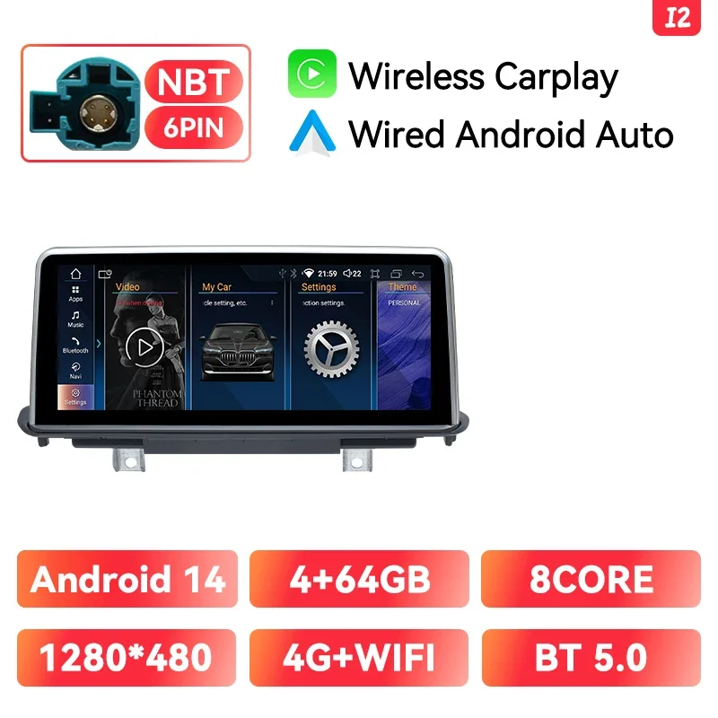 Draadloze Carplay Android Auto Navigatie Voor Bmw X5 F15 X 6 F16 2014-2017 Nbt 10.25 "Ips Dsp 6Gb + 128Gb Gps Audio 4G Wifi
