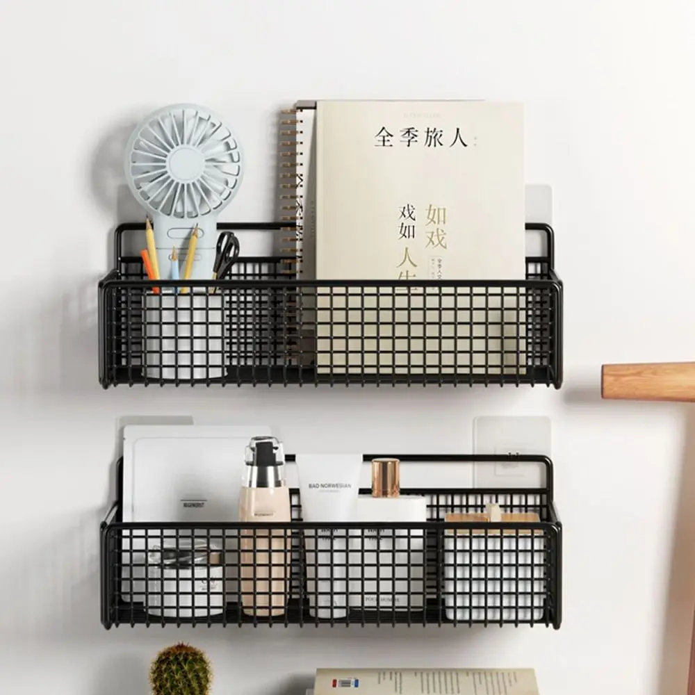 No-Punch Bathroom Organizer Shampoo Shower Gel Kitchen Makeup Storage Wall Mount Storage Rack Bathroom Accessories