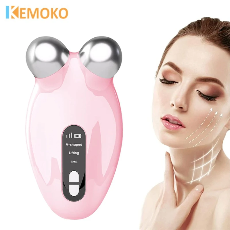 

Mini EMS Beauty Instrument Facial Massager RollerFace Slimming Delicate Contour Lifting Firming Lift face and Tighten The Skin