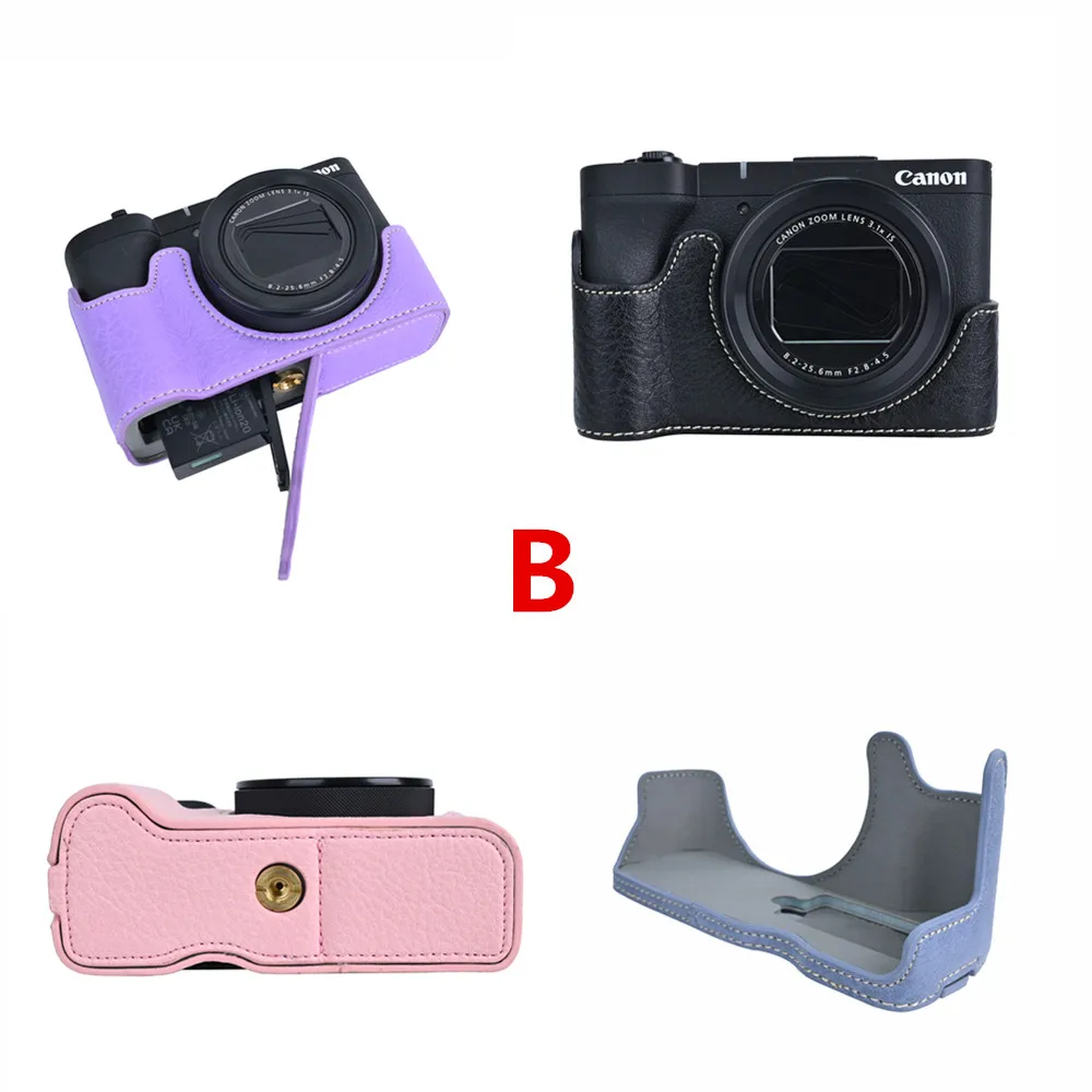 Protector de base de cuerpo de media funda de cámara V1 PU para cámara Canon PowerShot V1