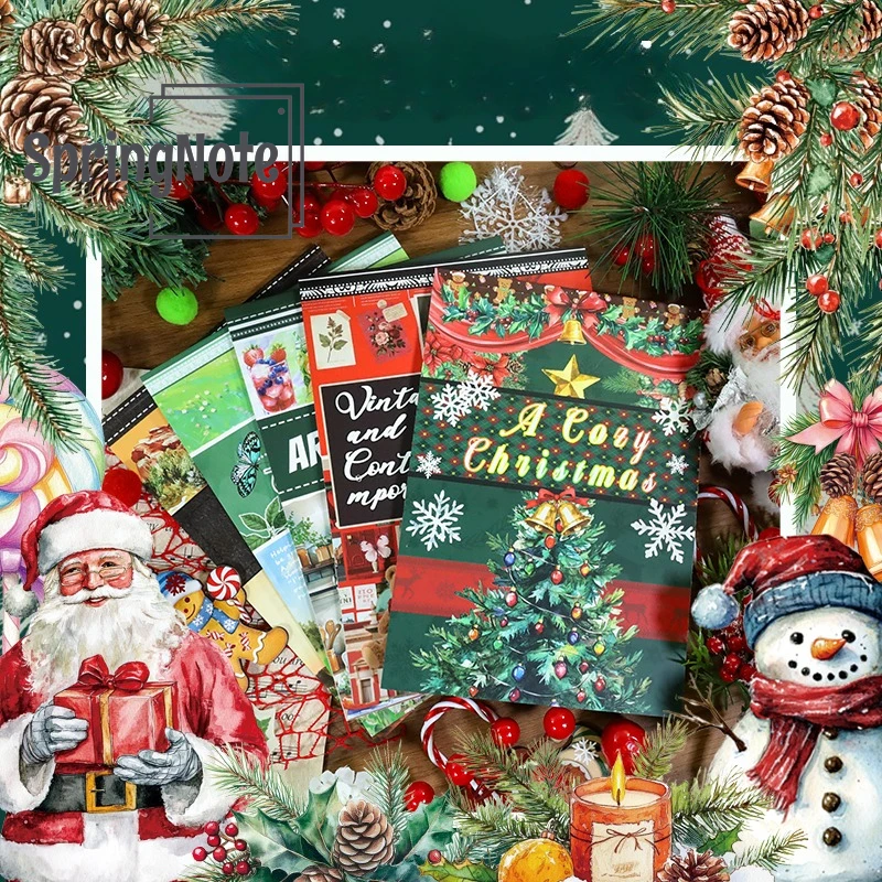

20Sheets Large Size Christmas Sticker Book Dual-Material Washi PET Stickers For Scrapbooking Journal Holiday Party Decoration