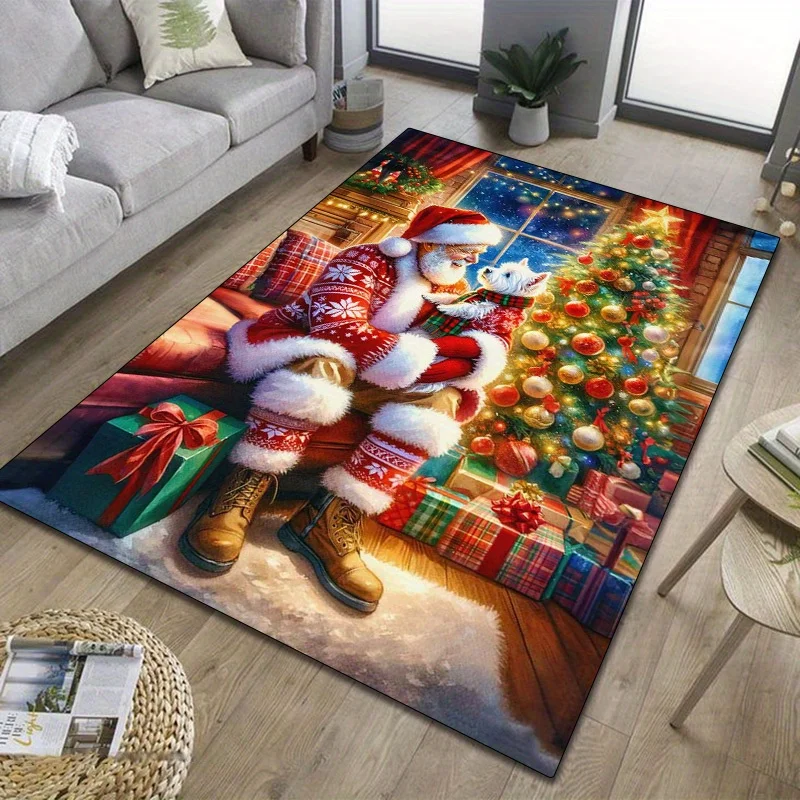 1.76 LB Per Square Meter Crystal Velvet Home Carpet Featuring a Santa Claus Design, Suitable for The Living Room, Bedroom, Kitch
