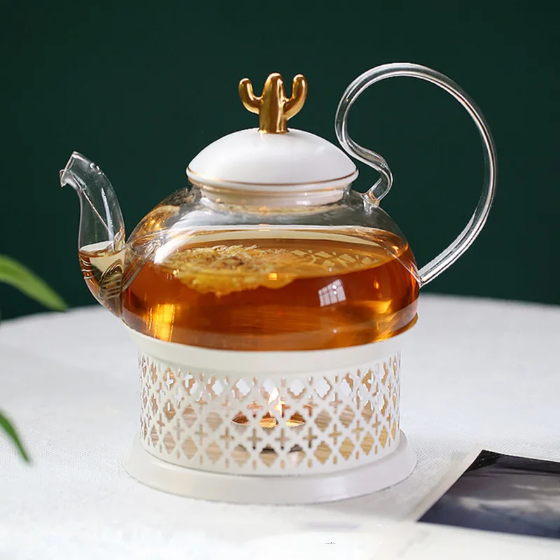 600ML European Bone China Teapot and Warmer Set Japanese Vintage Ceramic Teapot Luxury Glass Porcelain Afternoon Tea Set Home