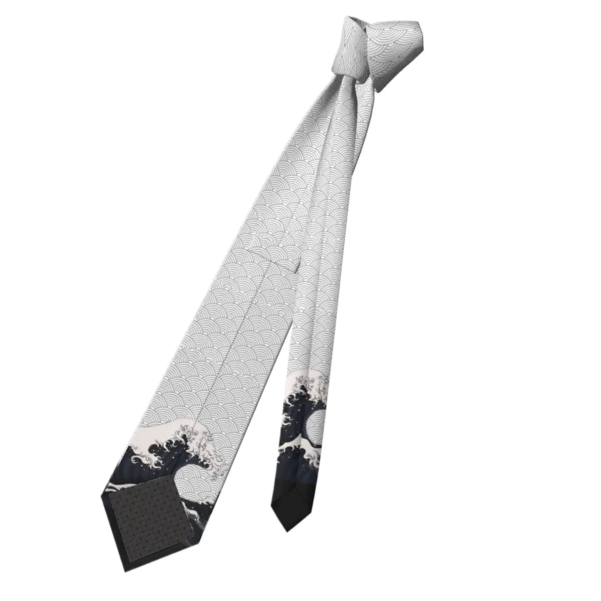 موجات عظيمة موجة يابانية كلاسيكية للرجال مطبوعة بوليستر بعرض 8 سم ربطة عنق للحفلات التنكرية