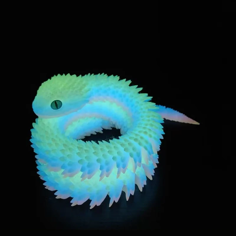 

30/60/80cm 3D Printed Luminous Snake Movable Joint Simulation Snake Action Figures Home Office Desktop Ornament Birthday Gifts