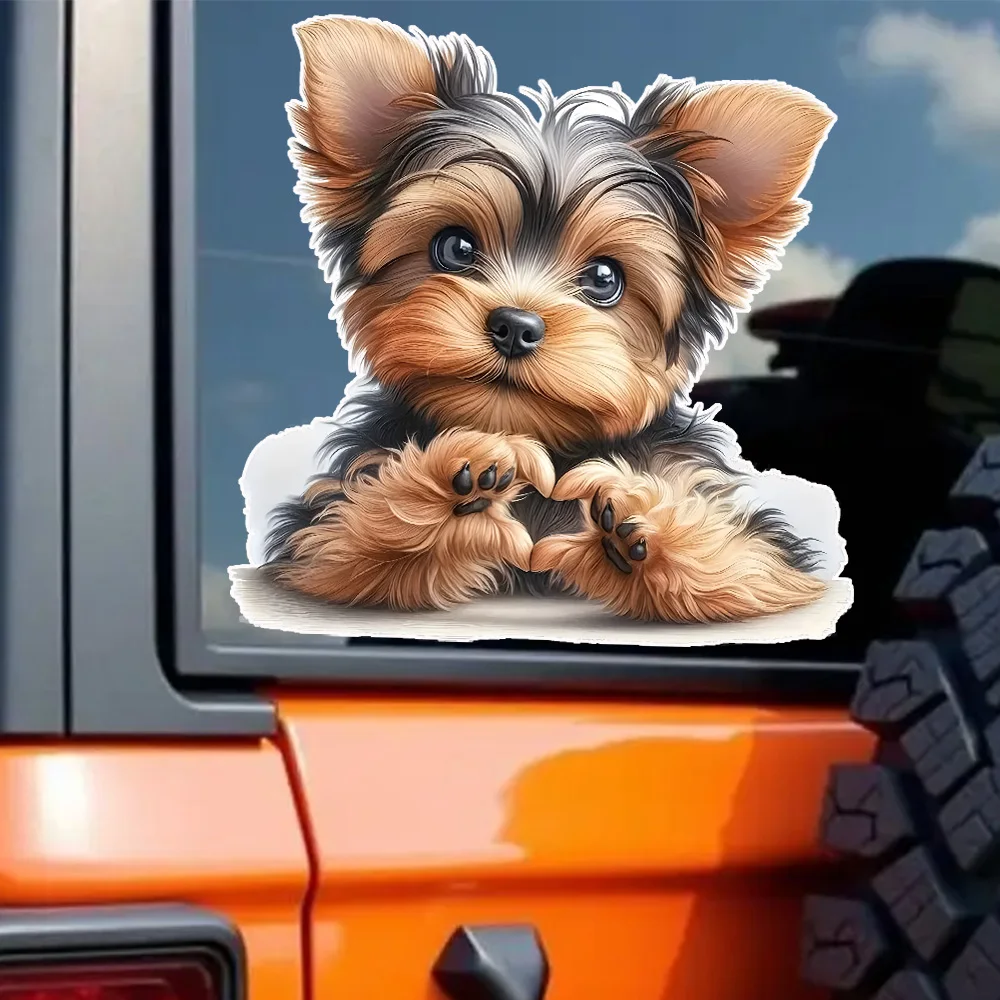 

Водонепроницаемая виниловая наклейка на автомобиль с изображением мультяшной собаки йоркширской терьер, 13x13 см, забавный дизайн, декоративные аксессуары для экстерьера, подходит для автомобилей, мотоциклов, ноутбуков.