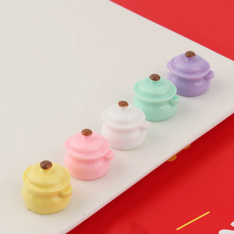 1pcs Simulation Mini Casserole Soup Pot Doll House Food Play Cream Glue Mobile Phone Shell Diy Handmade Resin Accessories