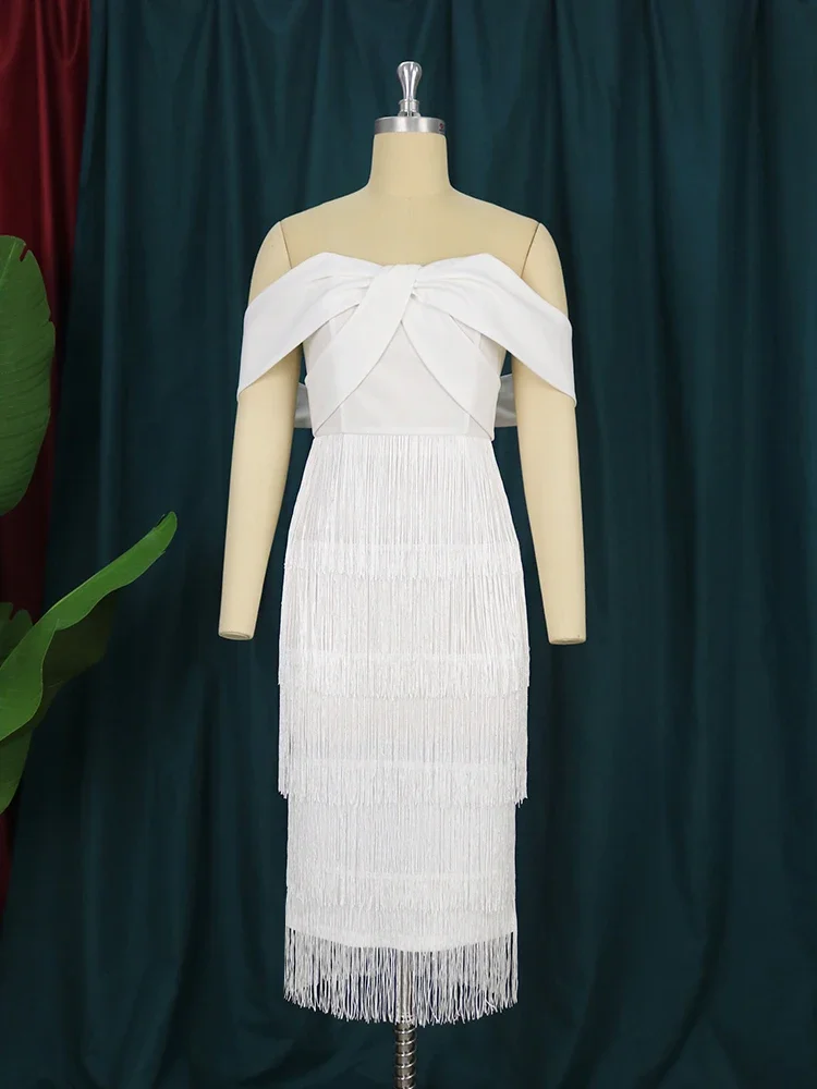 

Женское облегающее платье с бахромой AOMEI, зеленое платье средней длины с открытыми плечами и открытой спиной, Одежда большого размера 4XL для дня рождения, вечеринки, клуба, свидания, ночного мероприятия