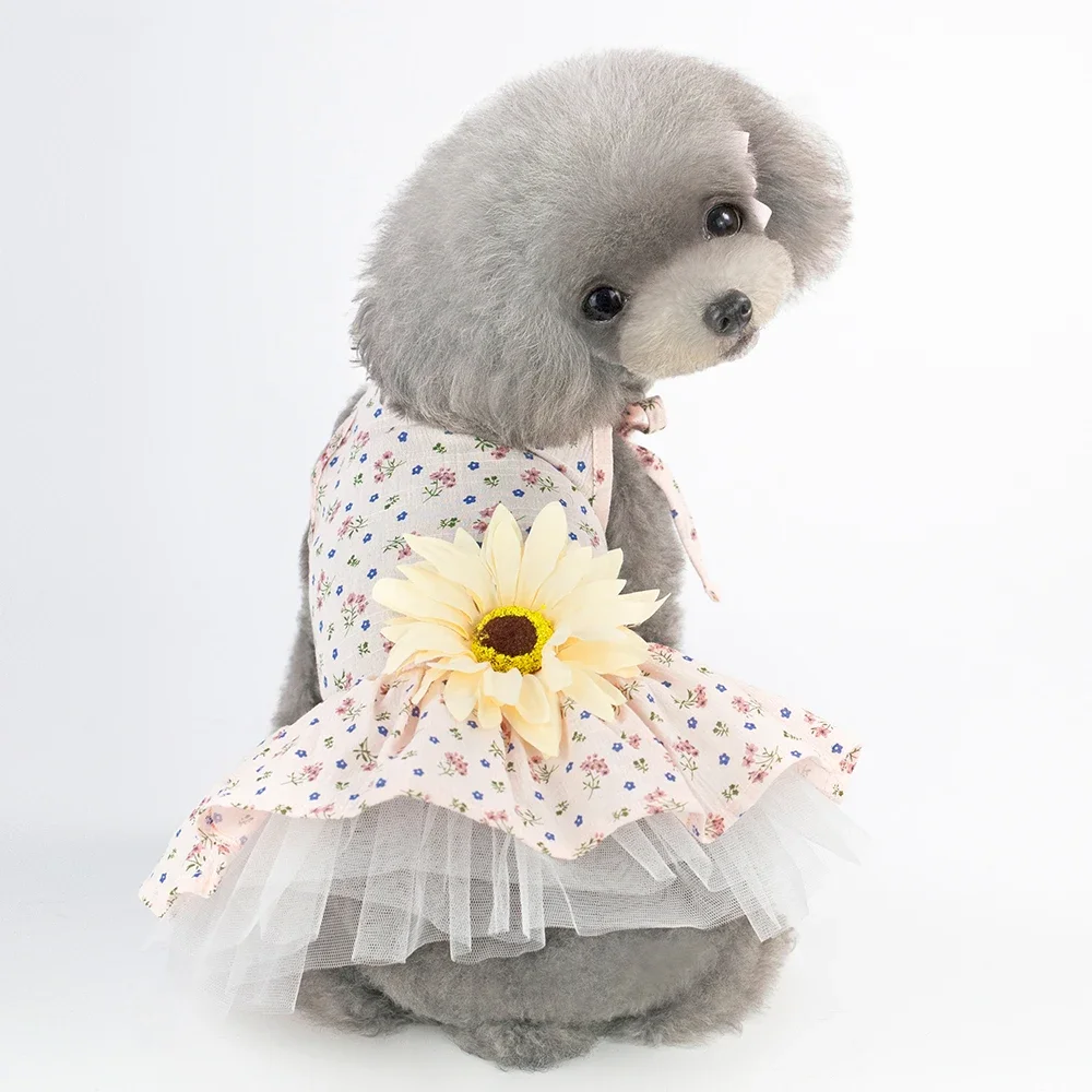 Cute Puppy Dog Dresses For Small Dog Clothes Cat Apparel With Small Daisy For Pets Dog Outfits Girl Drop Ship