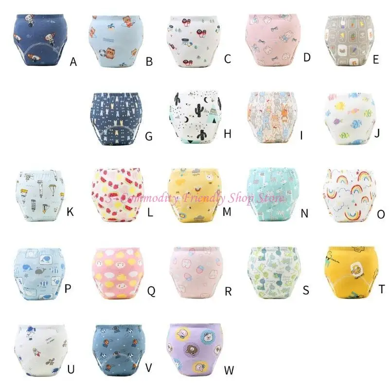 

85AE Comfortable and Breathable Infant Diaper Pants Cotton Cartoon Print Potty Training Underpants for Daily Comfort Wear