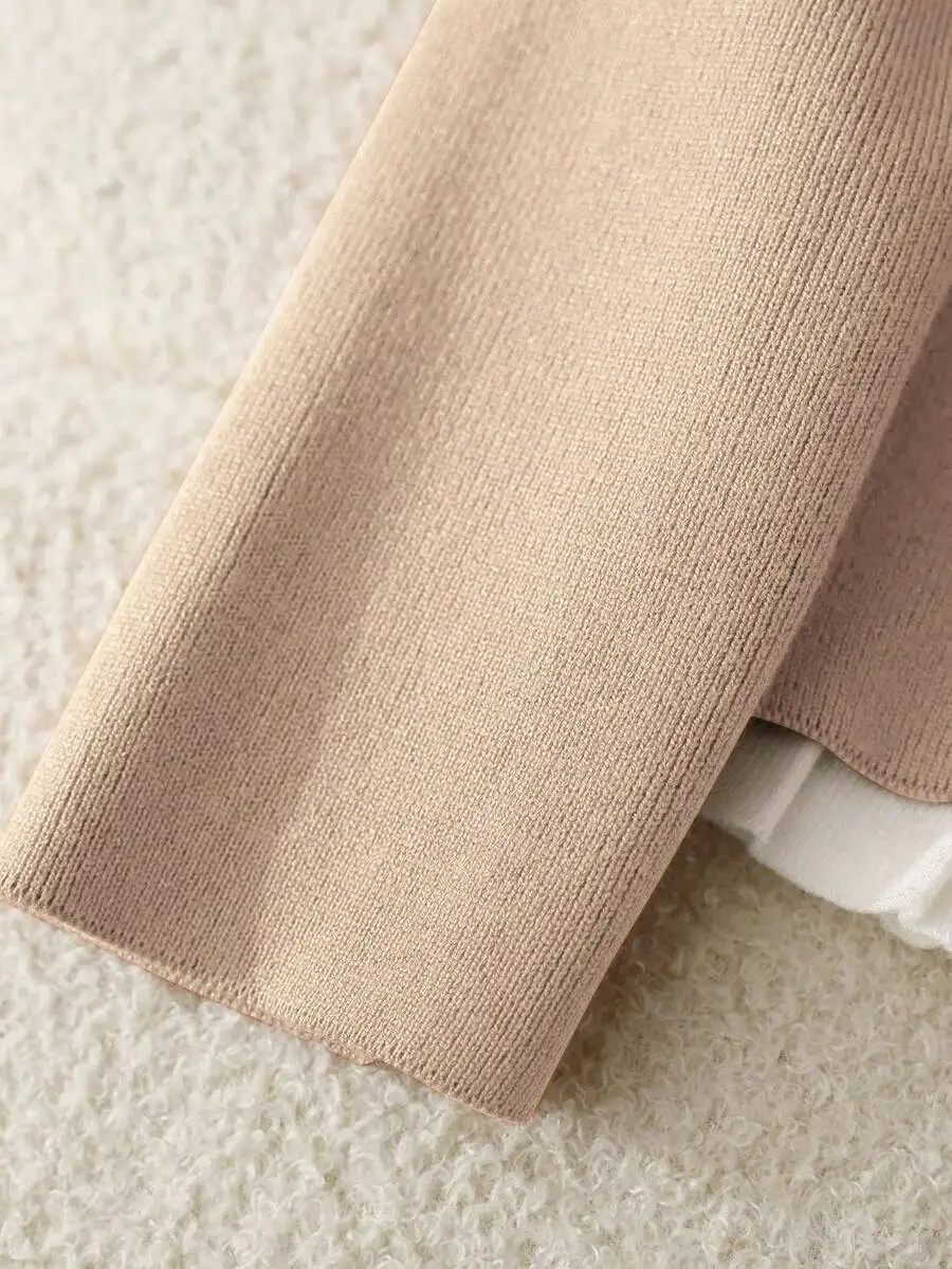 

Womens Casual Long Sleeve Knit Sweater With Metal Button Design 2 In 1 Autumn Winter