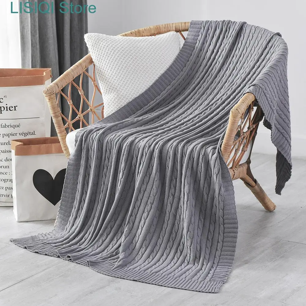 

Nordic Knitted Throw Blanket, Office Air-Conditioning, Solid Color, Thin Quilt, Sofa, Soft, New