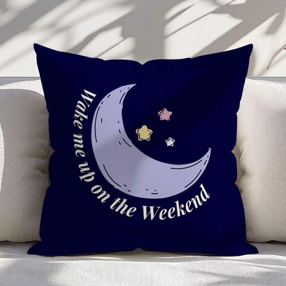 Wake Me Up on the Weekend Throw Pillow Cover 16x16 18x18 20x20 Inch Polyester Double Sided Print Sofa Couch Decor