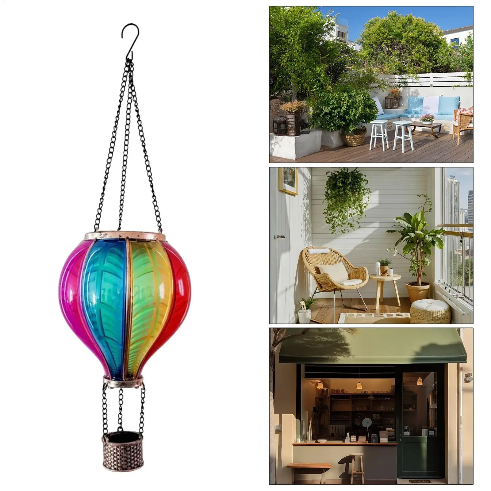Waterproof Portable Decorative Hot Air Balloon Solar Lantern Lamp for Outside Garden Patio Balcony Pathway Walkway Lawn Porch