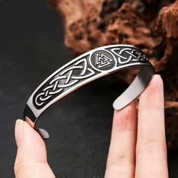 Fashion Creative Vikings Valknut Bracelets For Men Women 316L Stainless Steel Nordic Celtics Knot Open Bangle Jewelry Wholesale