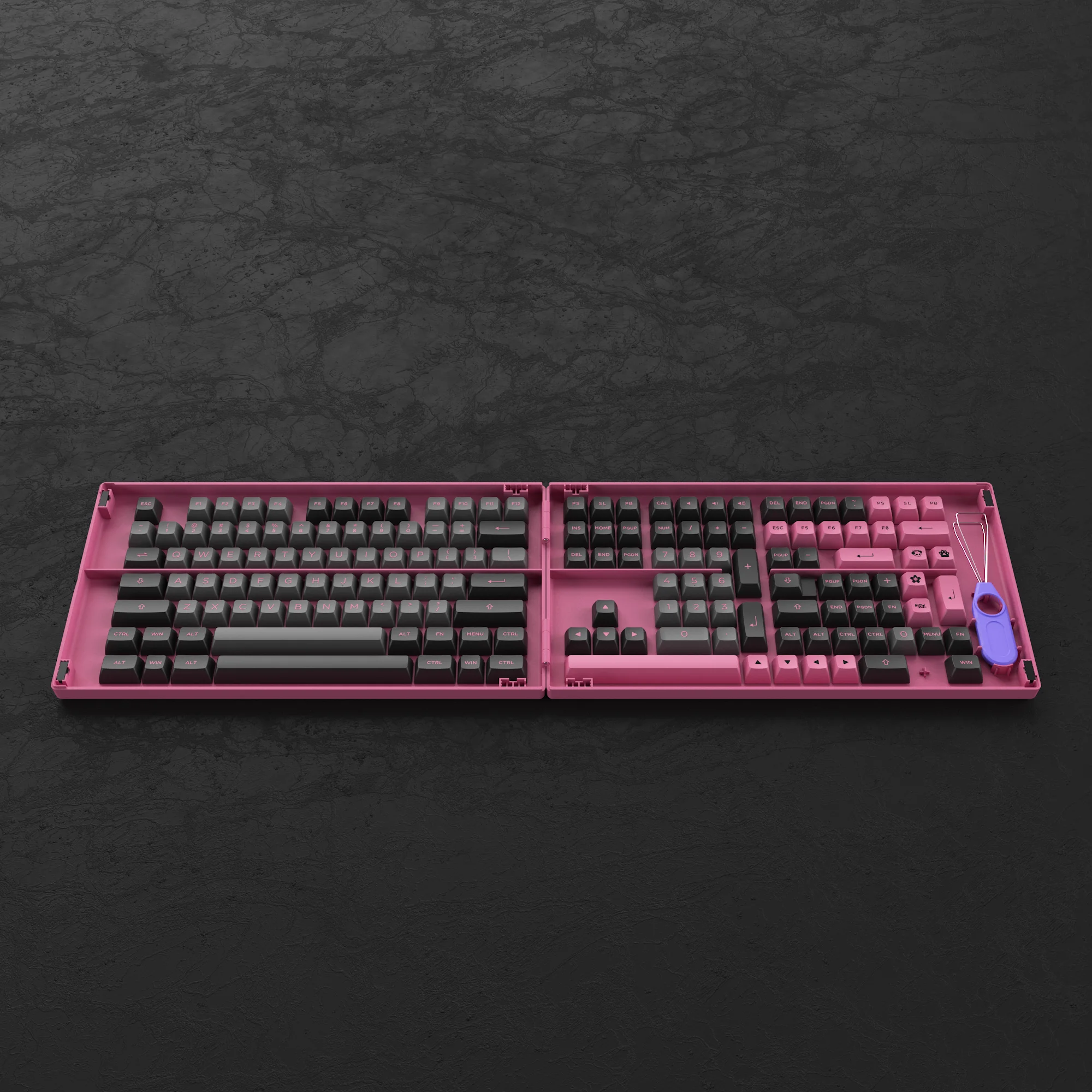 Akko Black & Rose Keycap ชุด197-Key ASA Profile Full Keycaps PBT Double-Shot สำหรับคีย์บอร์ดกับกล่อง