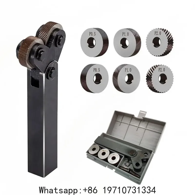 Dual Wheel Lathe Knurling Tool Kit 0.5/1.0/2.0mm Diagonal Knurl Wheels,  Metal Knurling Holder for Manual/CNC Lathe