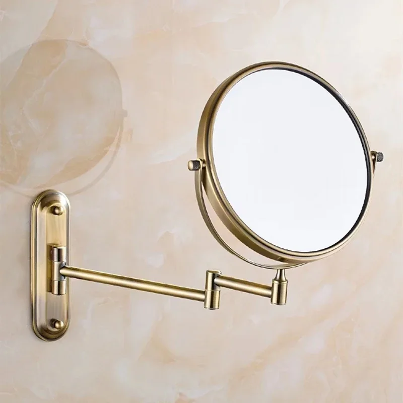 

8-Inch Black/Gold Brass Dual Face round Makeup Mirror 3X Magnifying Telescopic Folding Cosmetic Bathroom Mirror Silver Finish
