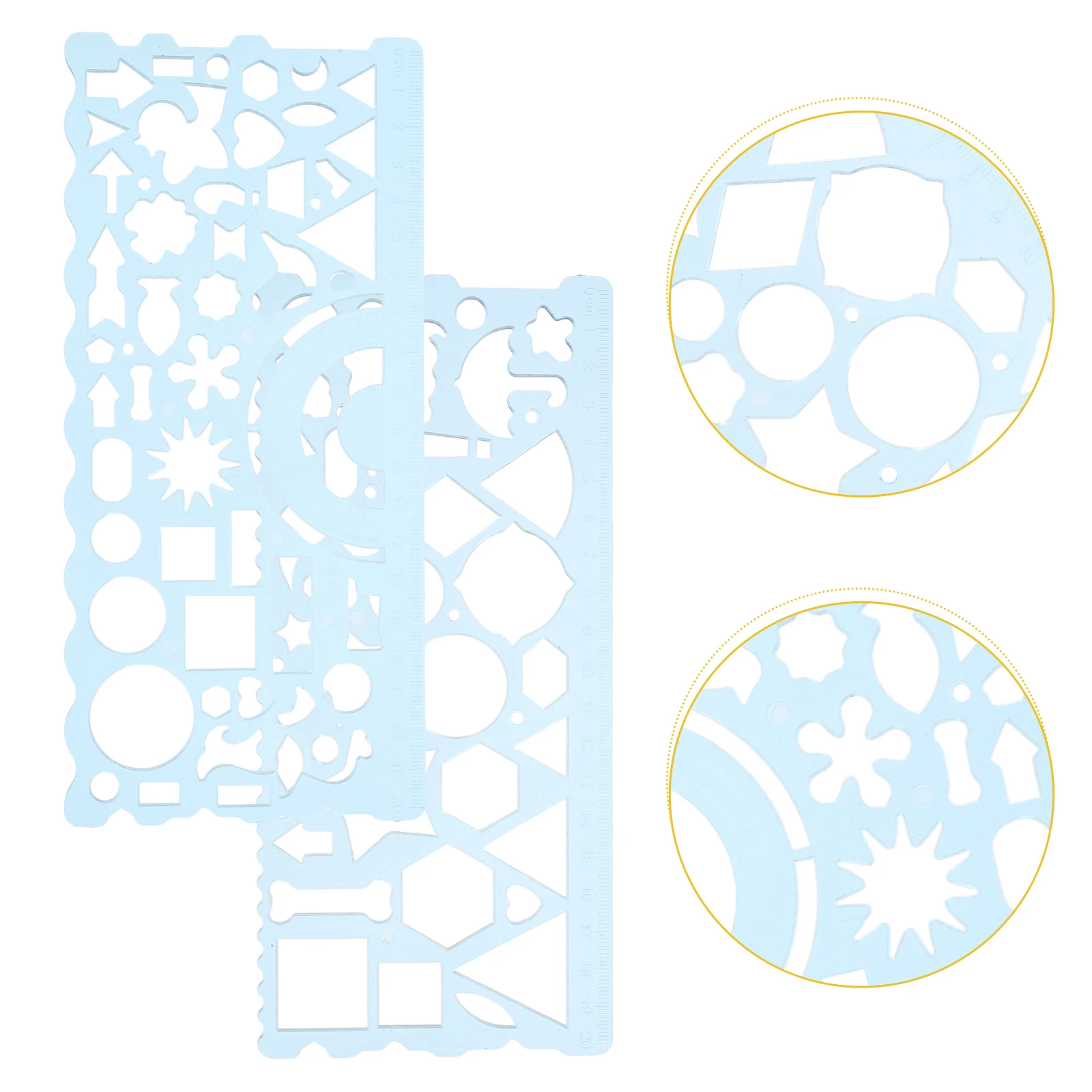 

2pcs Drawing Template Set Pp Multi-Functional Engineering Ruler For Architecture Art Design School Drafting Tools
