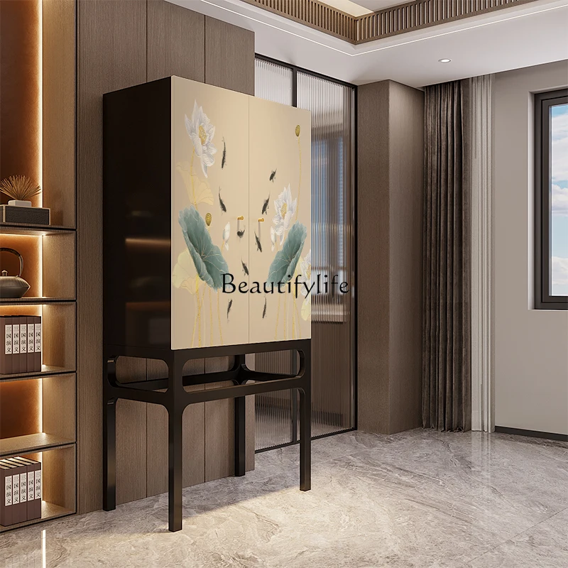 

66.Chinese Solid Wood Multi-Functional Locker Modern Home Entrance Cabinet Decoration