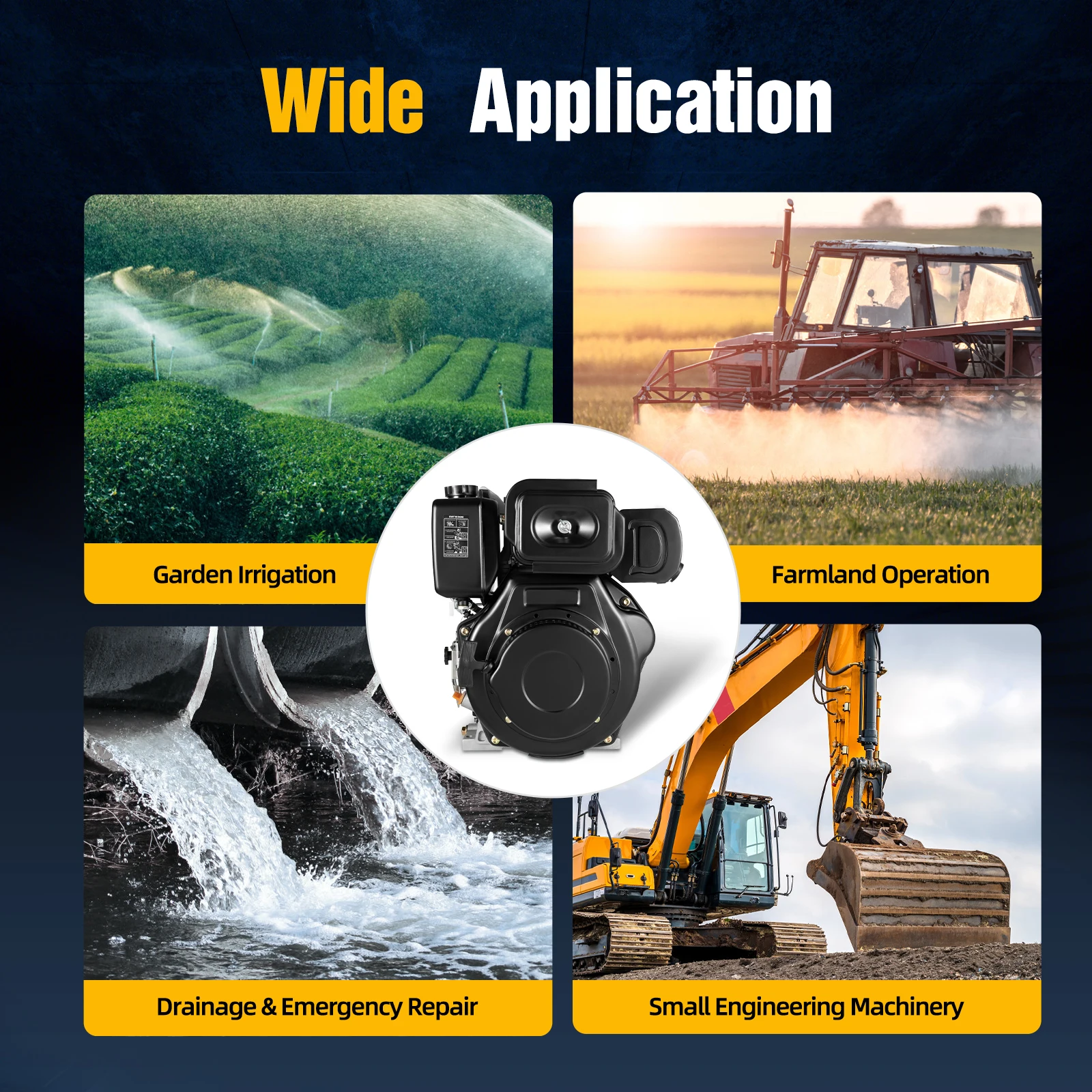 Reliable Diesel Engine – 10HP, 4-Stroke, Direct Injection, High-Speed, Low Fuel Consumption for Optimal Efficiency tool