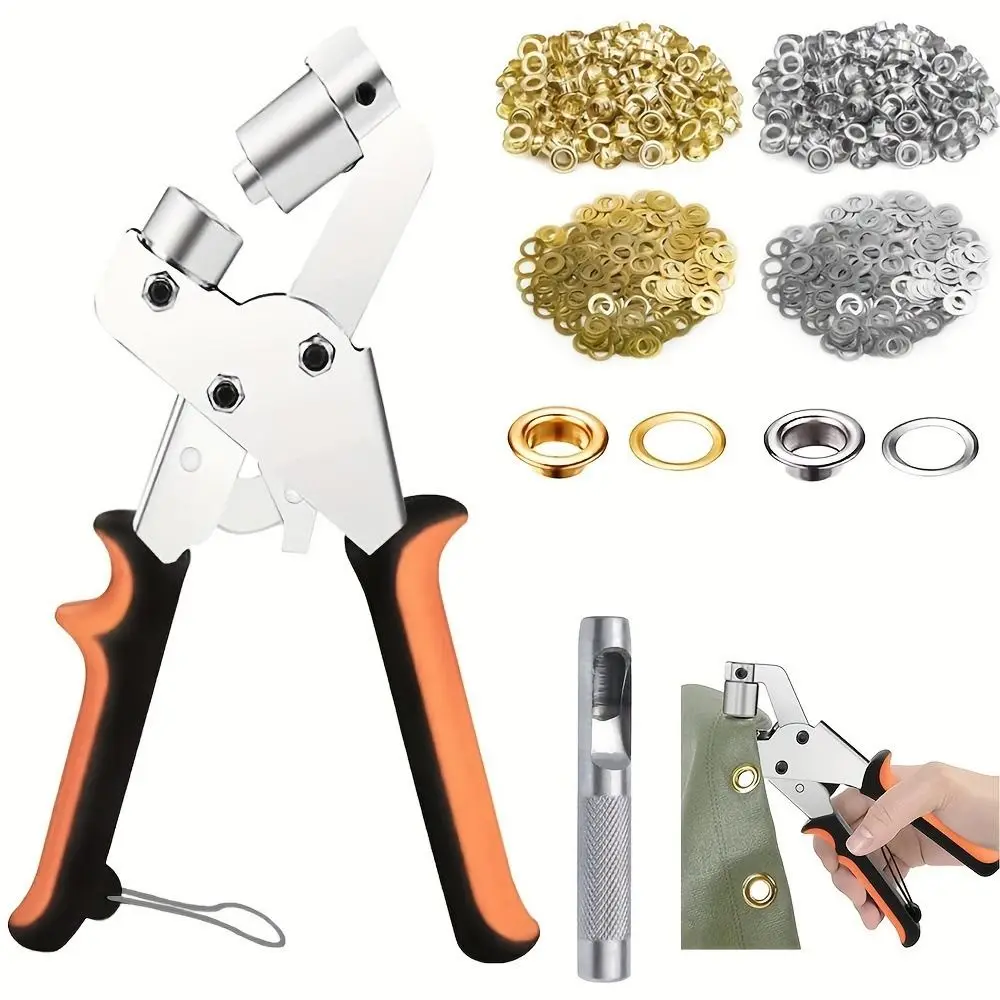 

Effortless Eyelet Pliers with Grommets Handheld Eyelet Setter Manual Comfortable Handle Manual Puncher for Tarpaulins Fabrics