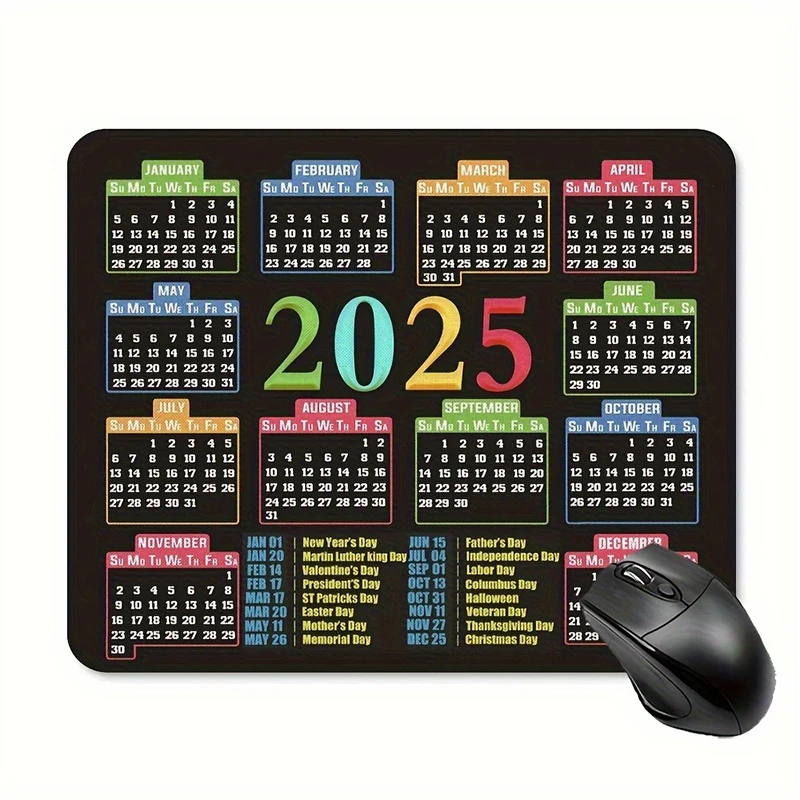 

Happy New Year 2025 Calendar Mouse Pad Calendar Computer Mouse Pad With Non-Slip Rubber Base Mouse Pads For Laptop MousePads