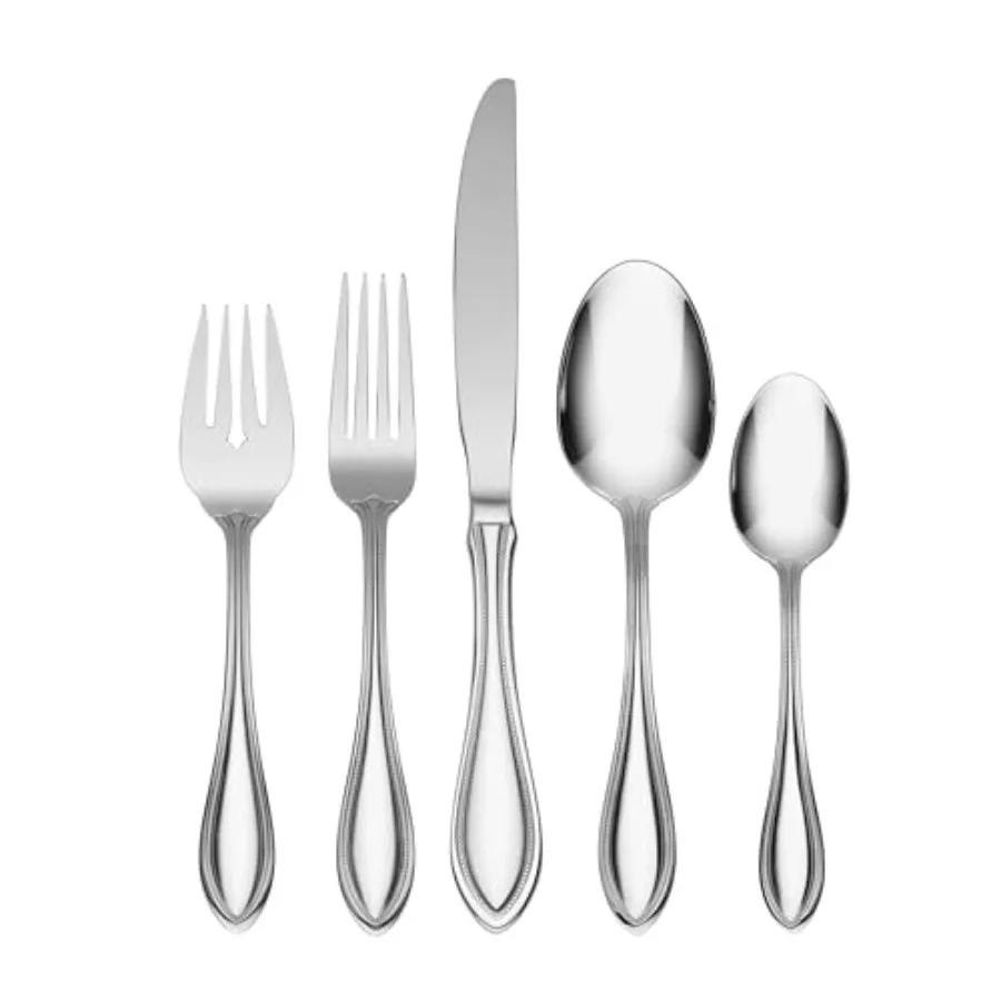 

Silverware Set For 8 American Harmony 45-Piece Everyday Flatware Set with Serving Utensils Service For 8 Stainless Steel Knives